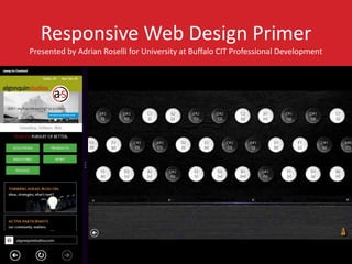 Responsive Web Design Primer
Presented by Adrian Roselli for University at Buffalo CIT Professional Development
 