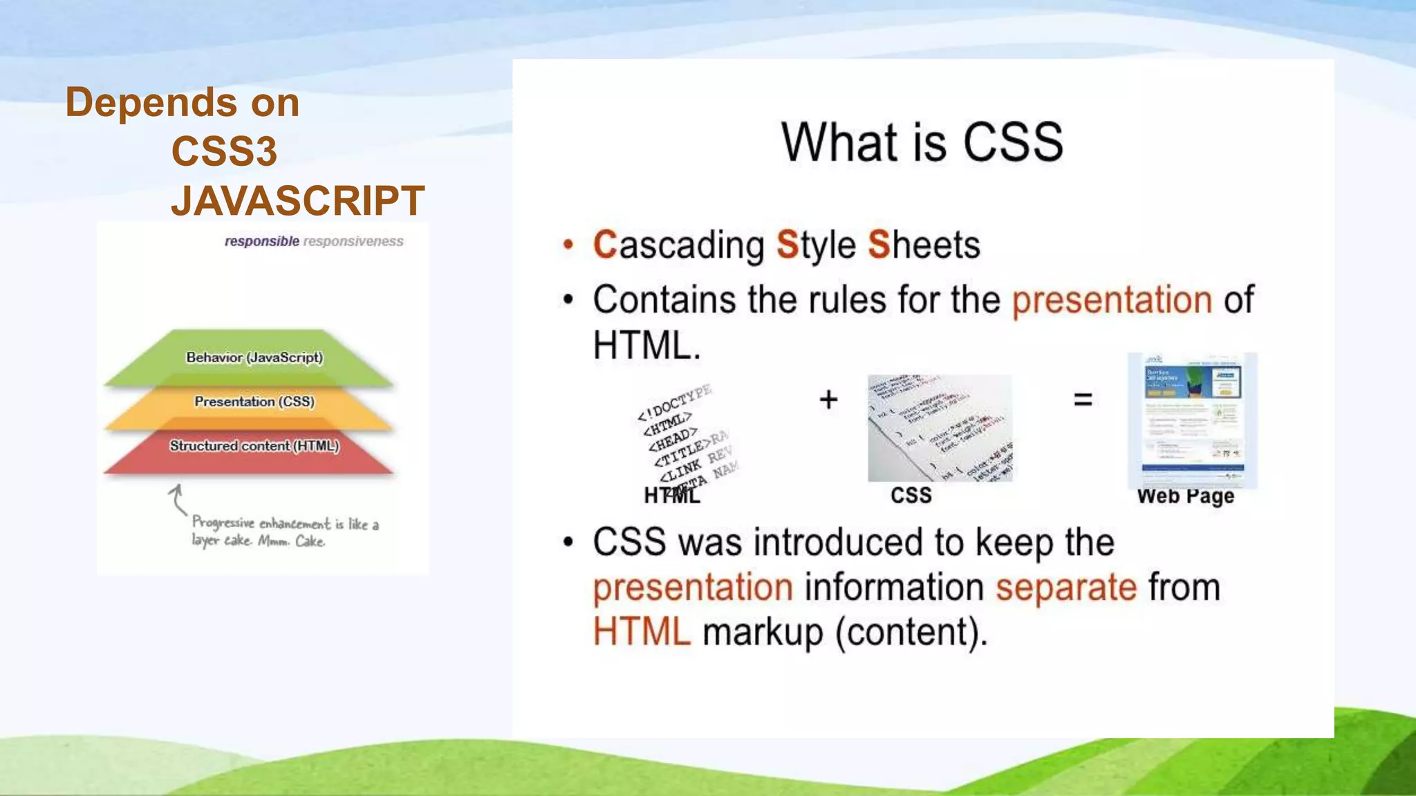 Depends on
CSS3
JAVASCRIPT
 