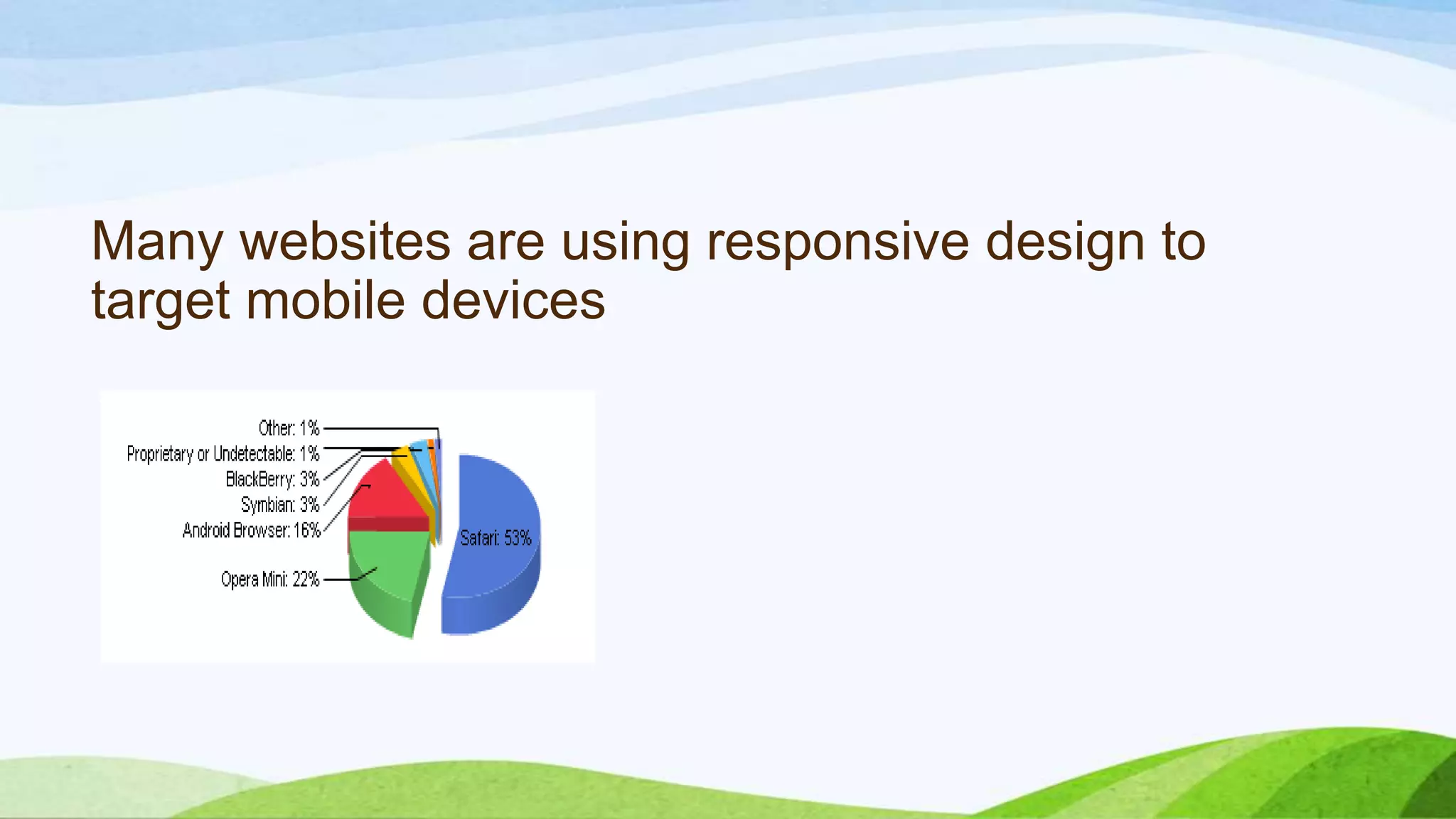 Many websites are using responsive design
to target mobile devices
 