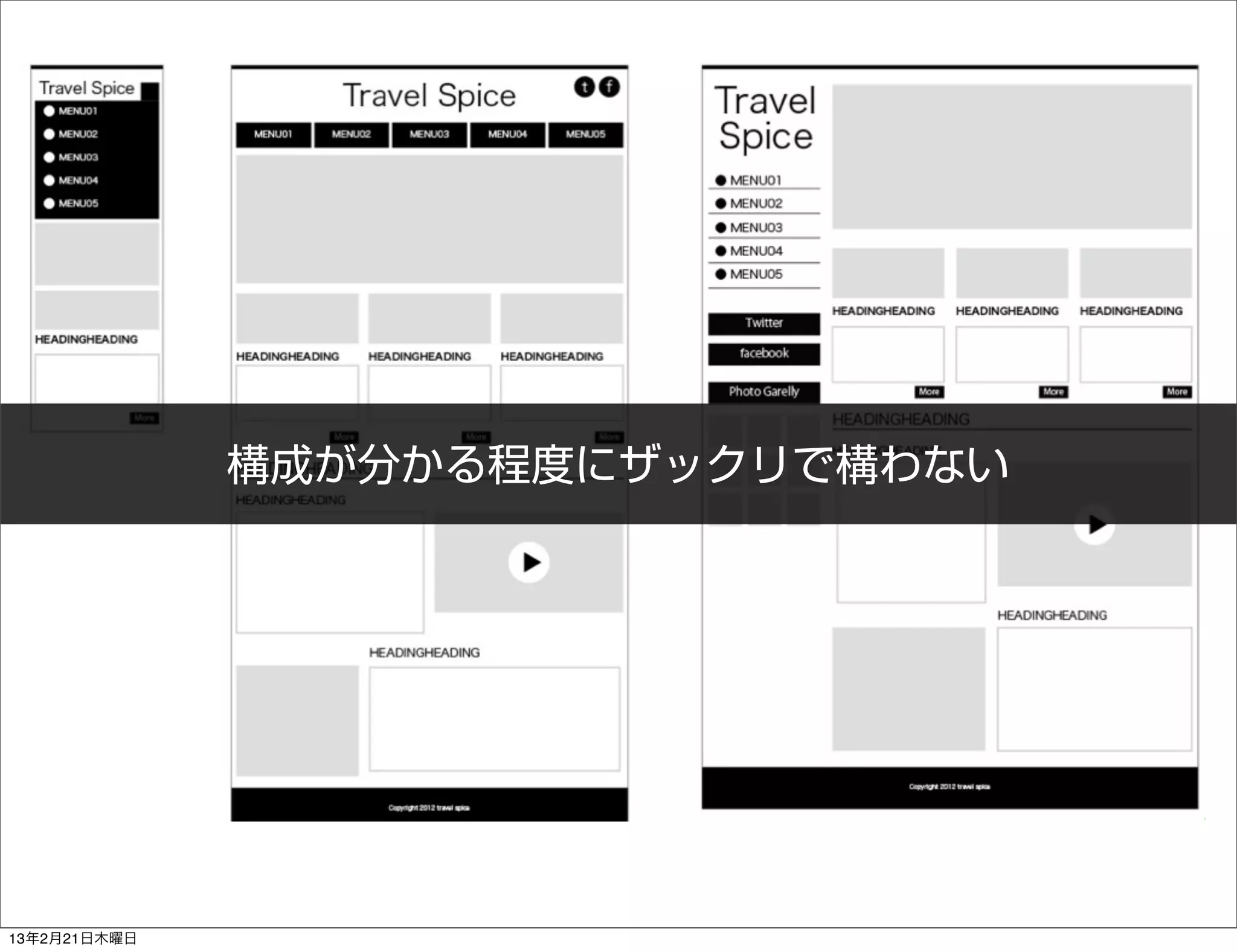 構成が分かる程度にザックリで構わない




13年2月21日木曜日
 