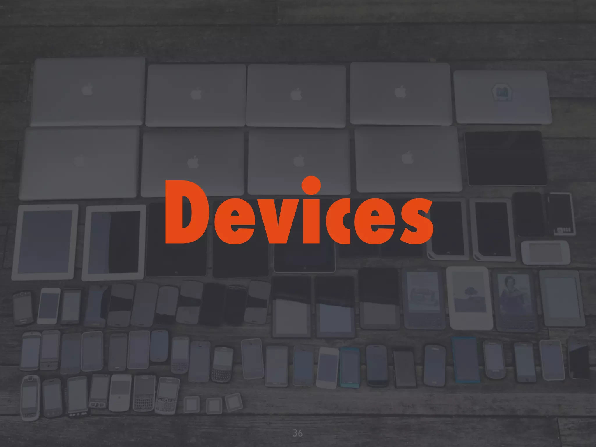 ❖ iPhone 4, 5
❖ iPad 2 or new iPad
❖ Android 4.0+ Phones: Galaxy Nexus, Galaxy Note
II, S3 or S4, Droid Incredible (one of them), Droid
DNA or Razor Maxx
❖ Android pre-4.0 Phones: Moto DroidX, Evo4G
❖ Android Tablets: Nexus 7, 10, Samsung Galaxy
Note 10, Galaxy Tab 8.9, Kindle Fire, Moto
XOOM
❖ At least one Blackberry (Q10, Z10)
❖ At least one Windows Phone (Lumia or HTC 8x)
Devices
36
 