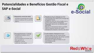 Potencialidades e Benefícios Gestão Fiscal e
SAP e-Social
 