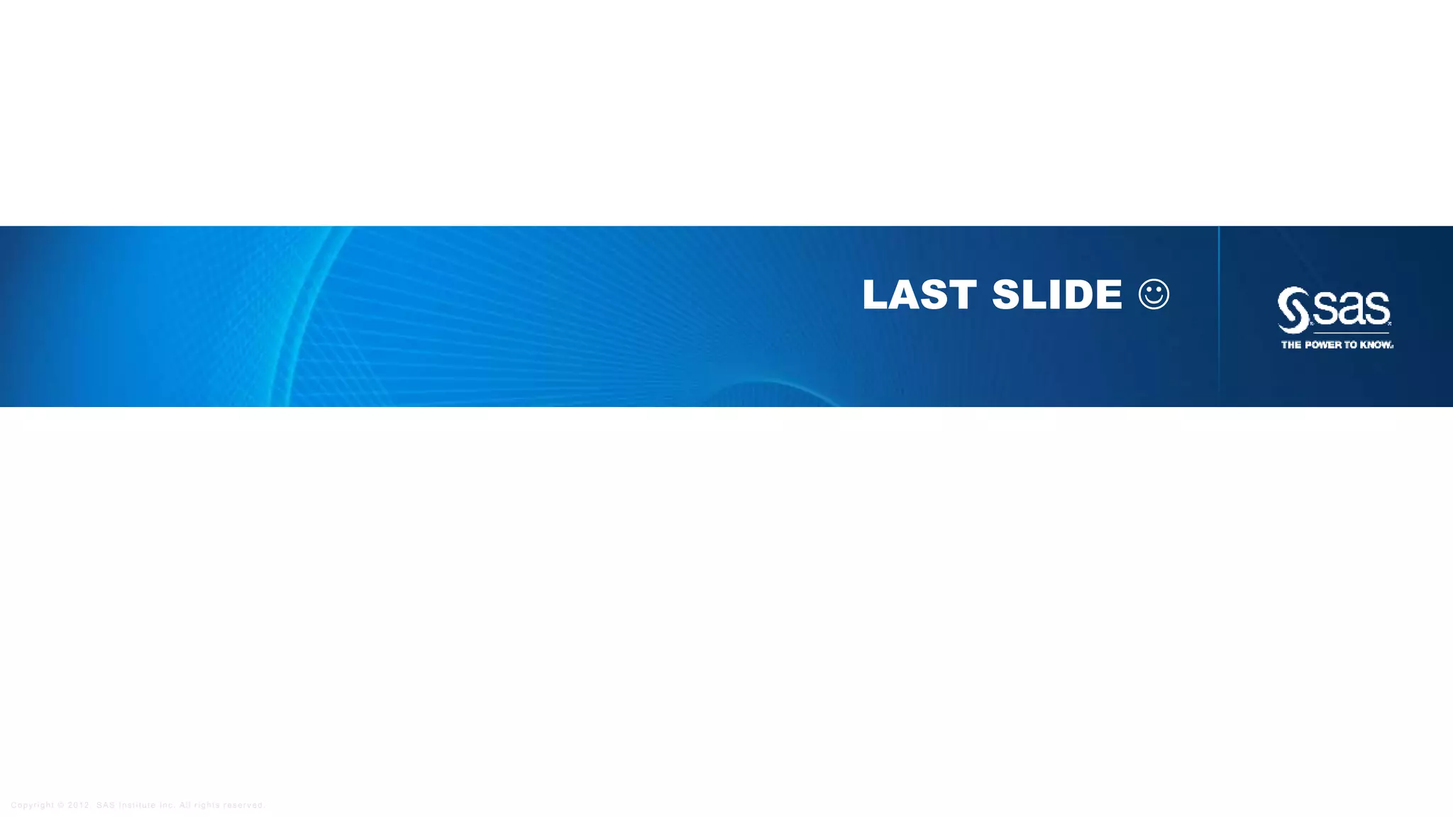 Copyright © 2012, SAS Institute Inc. All rights reserv ed.
RE METHODS MATRIX FACTORIZATION
How do we fill in the missing data?
m  n
R U=
V
m  k k  n
 Select loss function (squared error)
 Select the number of hidden factors k
 Optimization problem
 L-BFGS
 ALS
users
items
𝑅𝑖𝑗 = 𝑈𝑖
𝑇
𝑉𝑗Predict New Rating R:
Minimize prediction error: min
𝑢,𝑣
𝑖,𝑗
(𝑅𝑖𝑗−𝑈𝑖
𝑇
𝑉𝑗)2
+ 𝜆( 𝑈𝑖
2
+ 𝑉𝑗
2
)
 