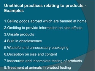 7. Pay taxes and discharge other obligation promptly. 8. Do not form castle agreements, even informal, to control production, prices etc to the common detriment.9. Ensure payment of fair wages and fair treatment to the internal customers as well as external customers and share holders.