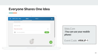 Slido.Com
(You can use your mobile
phone)
Event Code: #RWJF-1
Everyone Shares One Idea
34
 