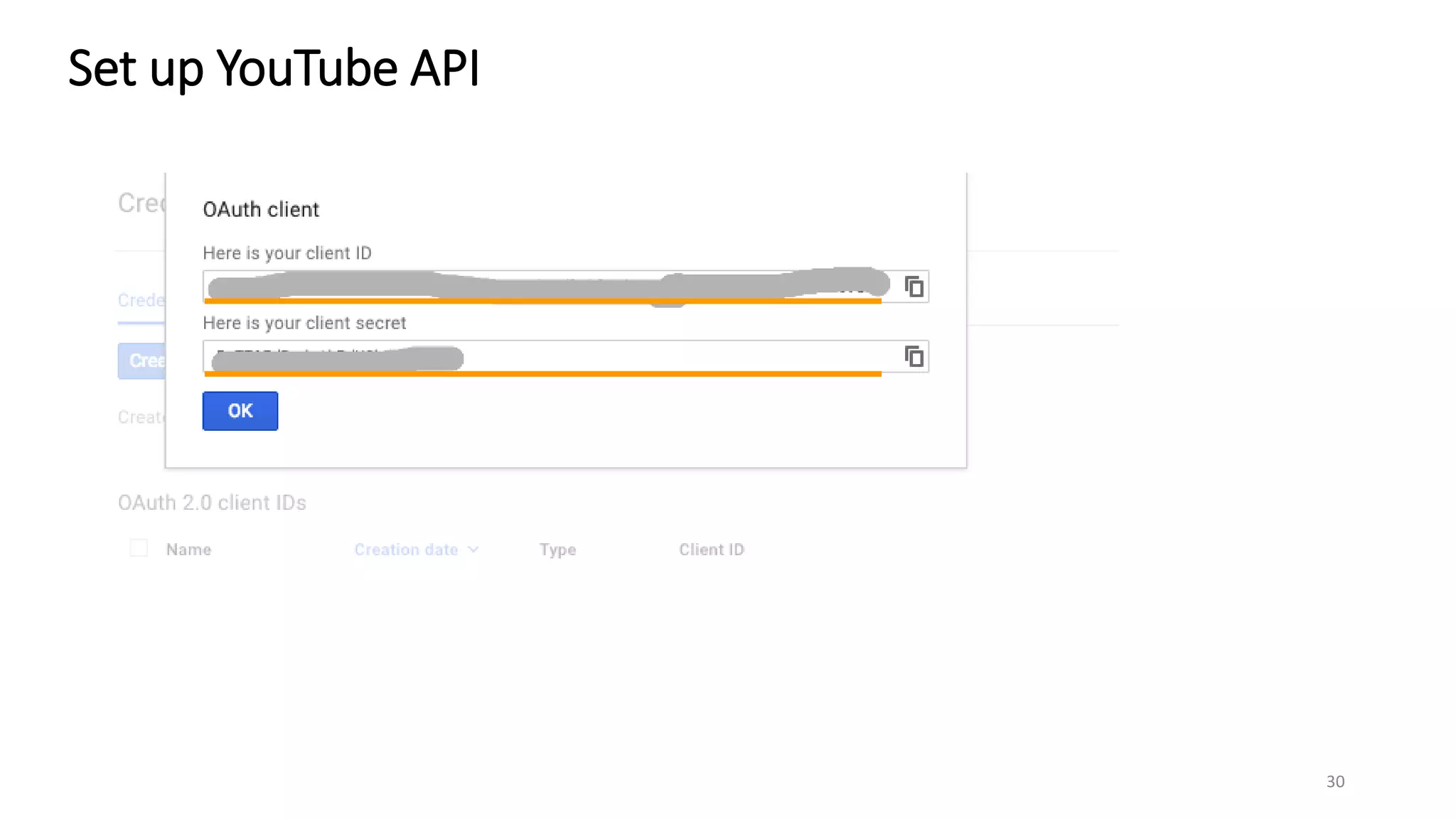 Set up YouTube API
30
 