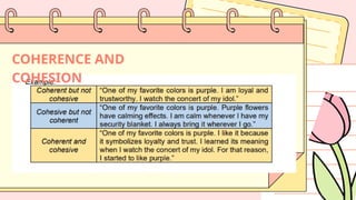 COHERENCE AND
COHESION
 