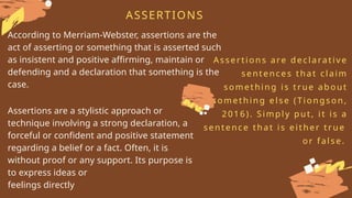 Mastering Evaluative Statements: Formulating Assertions and ...