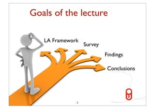 Goals of the lecture

   LA Framework
                  Survey
                           Findings

                            Conclusions




              2
 