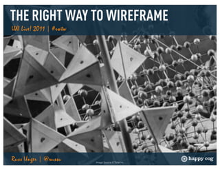 THE RIGHT WAY TO WIREFRAME
UXI Live! 2011 | #rwtw




Russ Unger | @russu
 