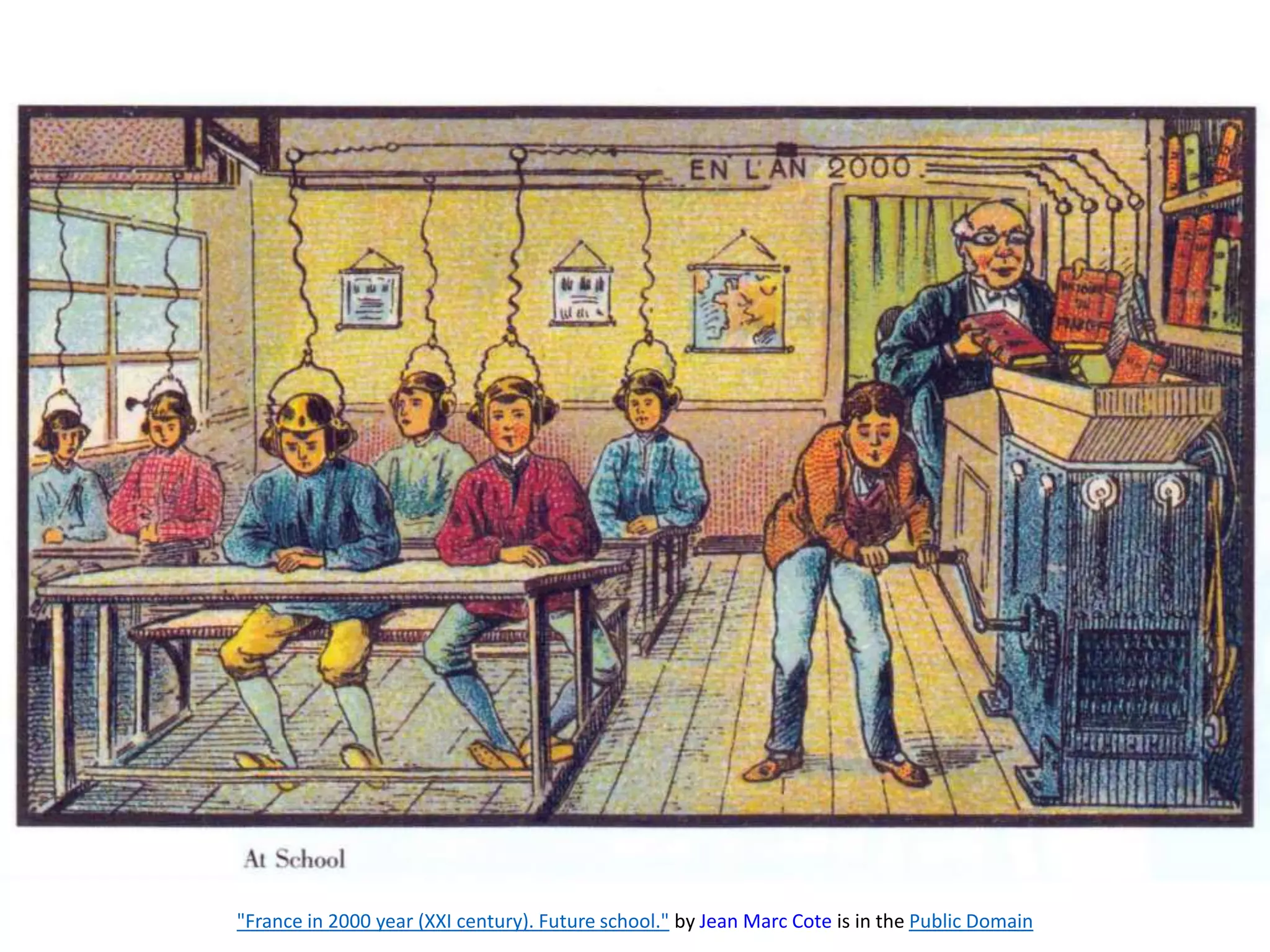 "France in 2000 year (XXI century). Future school." by Jean Marc Cote is in the Public Domain
 