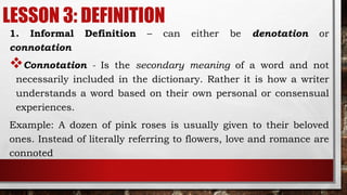 Connotation Of Roses READING AND WRITING SKILLS WEEK 1 & 2.pptx