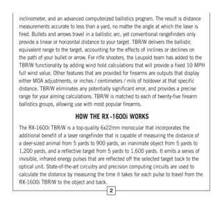 Computerised Bullet Instruction manual | Leupold RX-1600i TBR | Optics Trade | PDF