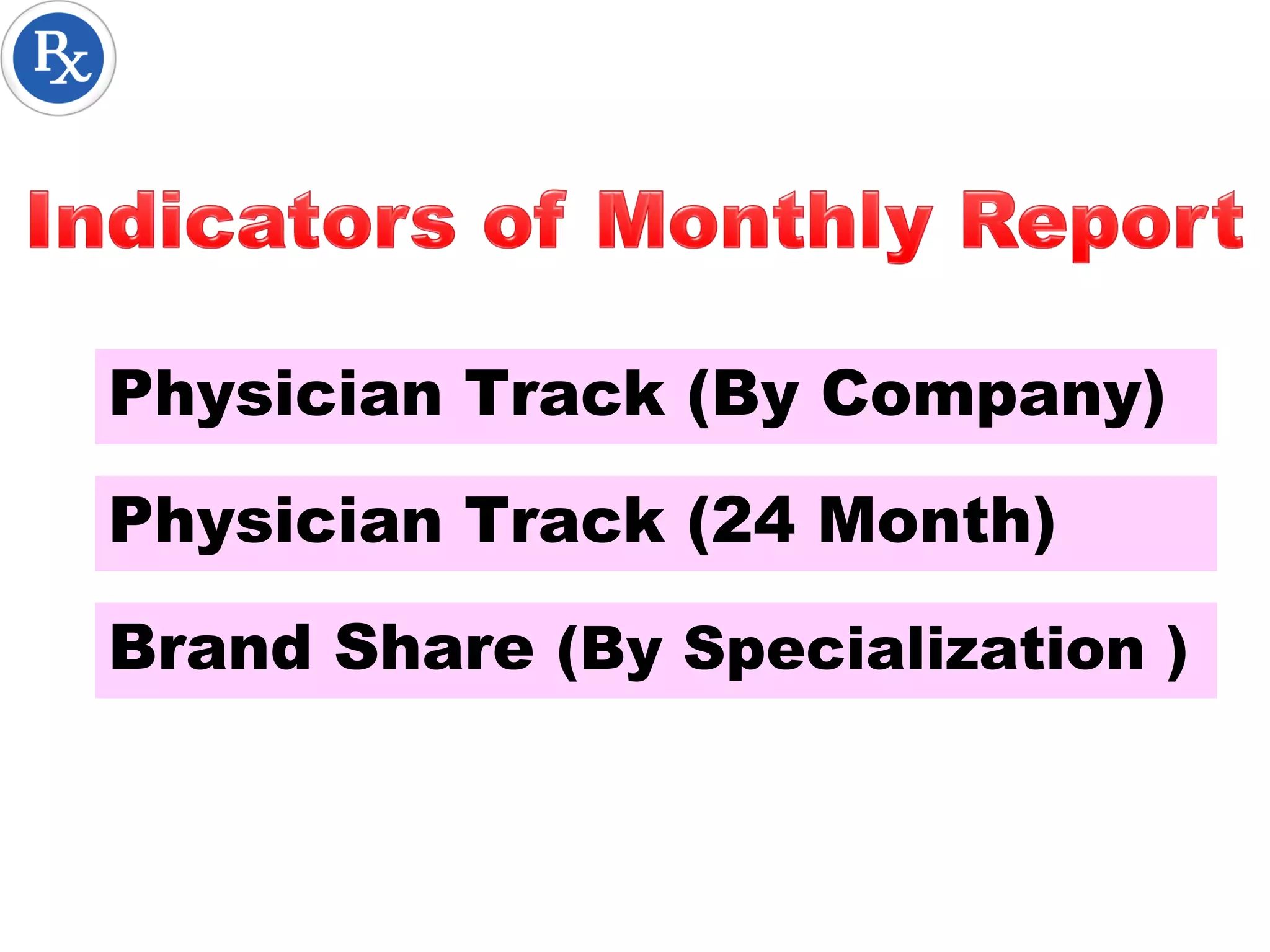 Physician Track (By Company)
Physician Track (24 Month)
Brand Share (By Specialization )
 