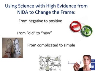Using Science with High Evidence from
NIDA to Change the Frame:
From negative to positive
From “old” to “new”
From complicated to simple
31
 