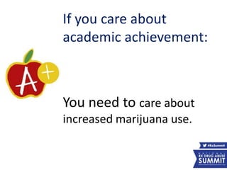 If you care about
academic achievement:
You need to care about
increased marijuana use.
34
 