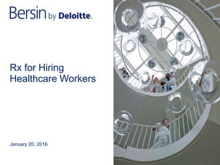 Rx for Hiring
Healthcare Workers
January 20, 2016
 