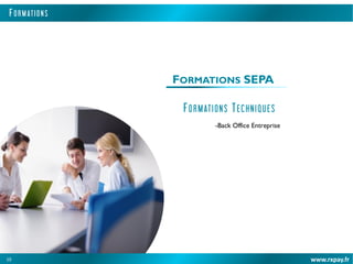 www.rxpay.fr
FORMATIONS SEPA
10
FORMATIONS TECHNIQUES
-Back Office Entreprise
F O RM ATI O NS
 