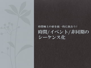 時間軸上の値を統一的に扱おう!!

時間/イベント/非同期の
シーケンス化

 