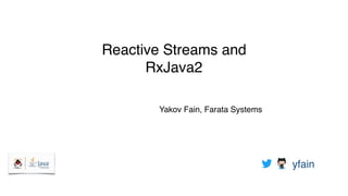 Reactive Streams and
RxJava2
Yakov Fain, Farata Systems 
 
yfain
 
