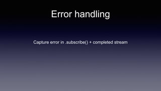 Capture error in .subscribe() + completed stream
Error handling
 