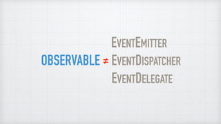 EVENTEMITTER.....
OBSERVABLE ≠ EVENTDISPATCHER
EVENTDELEGATE...
 