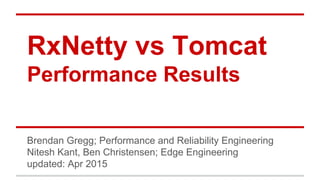 RxNetty vs Tomcat
Performance Results
Brendan Gregg; Performance and Reliability Engineering
Nitesh Kant, Ben Christensen; Edge Engineering
updated: Apr 2015
 
