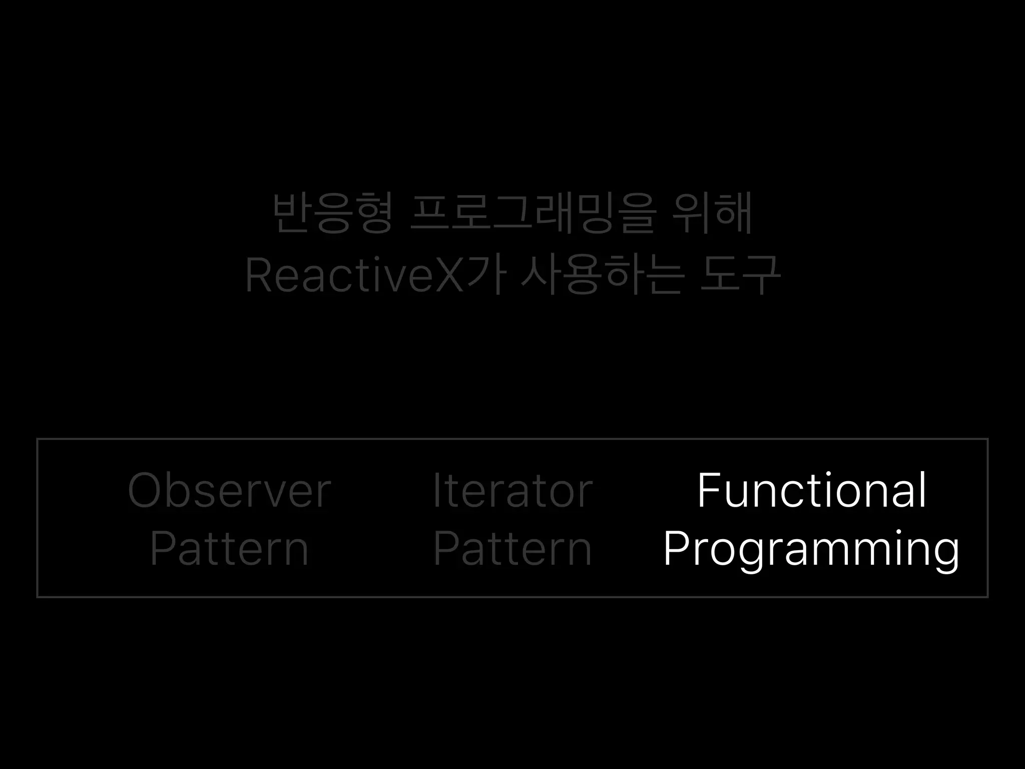 ReactiveX
Observer
Pattern
Iterator
Pattern
Functional
Programming
 