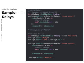 Sample RelaysSample
Relays
R x S w i f t - R e p l a y s
functionalProgramming
 