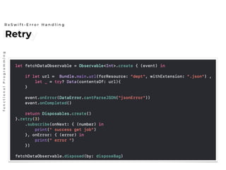 RetryRetry
R x S w i f t - E r r o r H a n d l i n g
functionalProgramming
 
