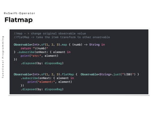 FlatMa
p
Flatmap
R x S w i f t - O p e r a t o r
functionalProgramming
 