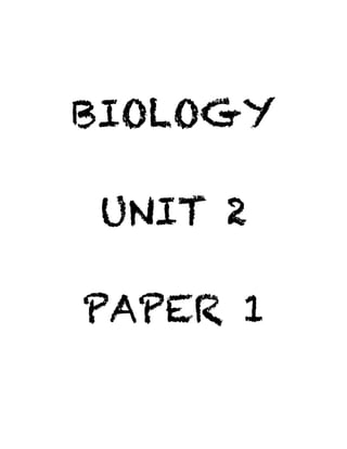 CAPE Biology Unit 2 paper 1s: 2007-2015