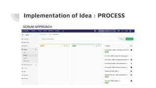 Implementation of Idea : PROCESS
SCRUM APPROACH
 