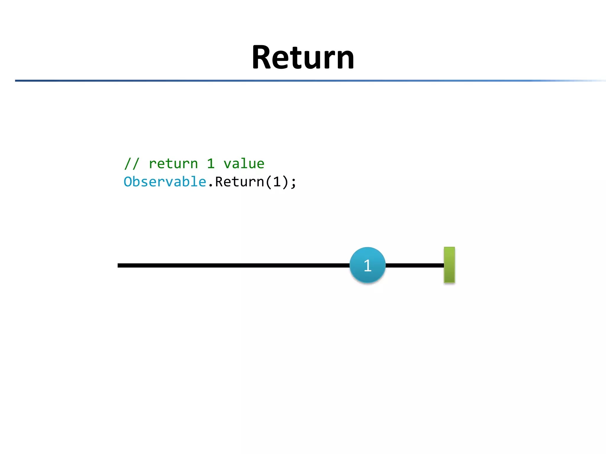 Return// return 1 valueObservable.Return(1);1