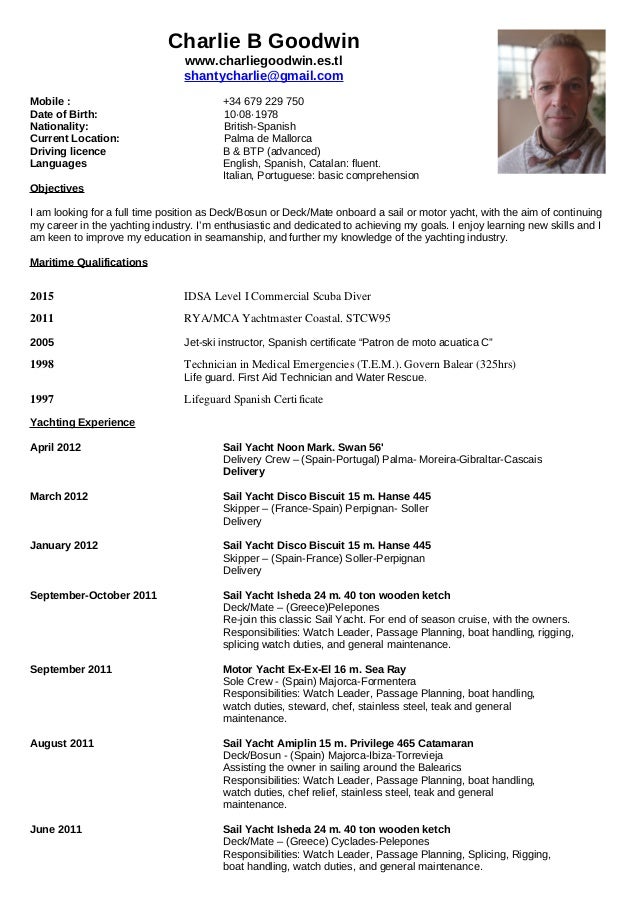 charlie s nautical resume