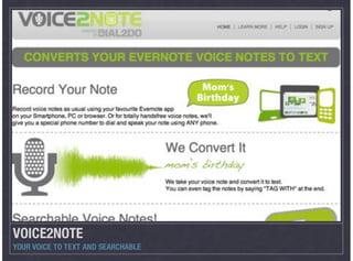 VOICE2NOTE
YOUR VOICE TO TEXT AND SEARCHABLE
 