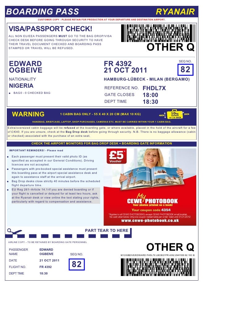 Ryanair Boardingpass