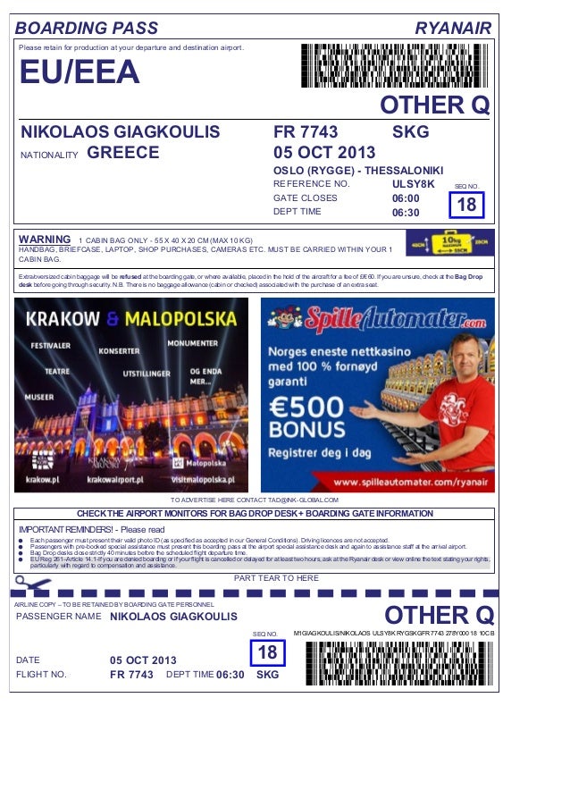 Ryanair Boardingpass