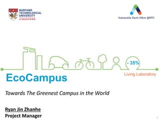 1
EcoCampus
Living Laboratory
- 35%
Towards The Greenest Campus in the World
Ryan Jin Zhanhe
Project Manager
 