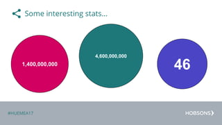 #HUEMEA17
Some interesting stats...
1,400,000,000
4,600,000,000
46
 