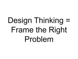 Design Thinking =
 Frame the Right
    Problem
 