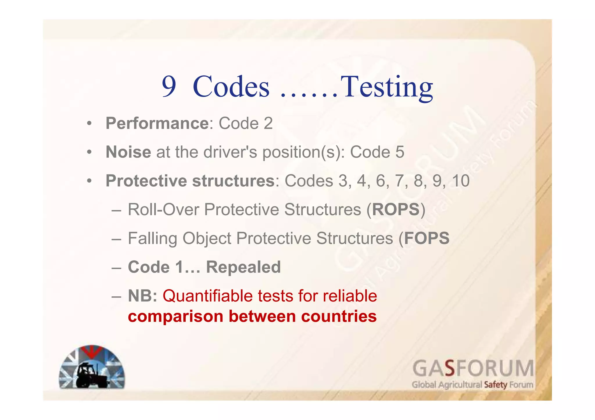 The OECD Standard Codes for Agricultural and Forestry Tractors | PDF