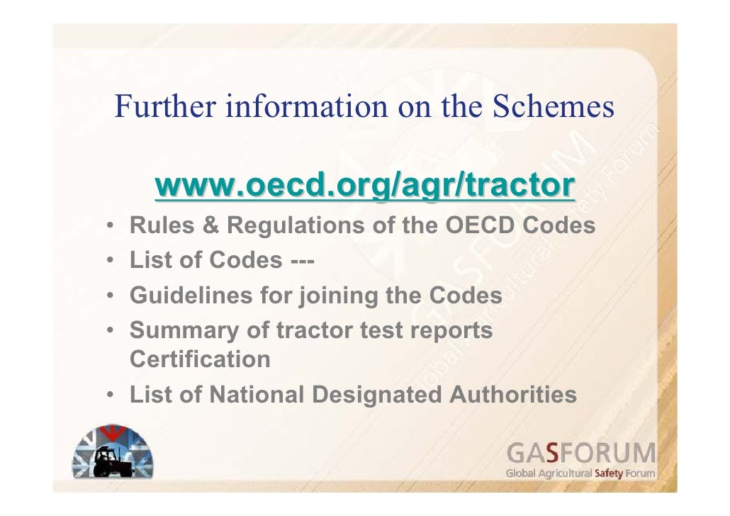 The OECD Standard Codes for Agricultural and Forestry Tractors