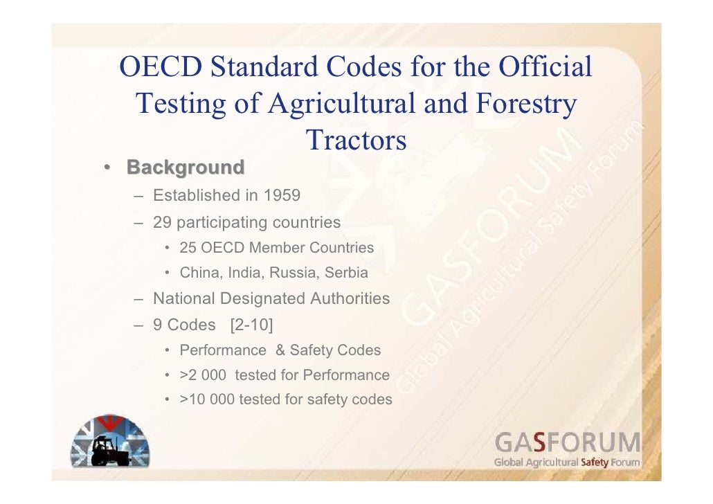 The OECD Standard Codes for Agricultural and Forestry Tractors
