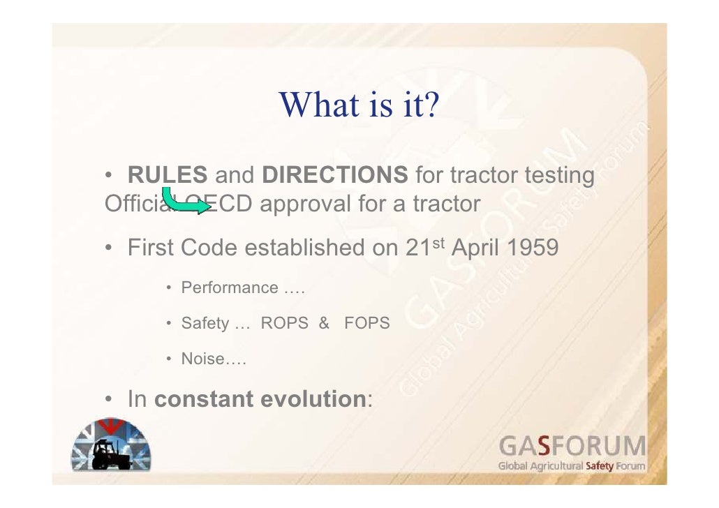 The OECD Standard Codes for Agricultural and Forestry Tractors