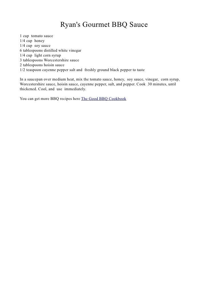 Ryan S Gourmet Bbq Sauce