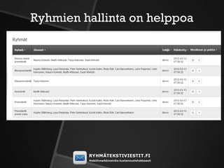 Ryhmien hallinta on helppoa
 