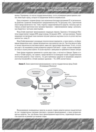 РУКОВОДСТВО ПО СОЗДАНИЮ И РАЗВИТИЮ
                               ИННОВАЦИОННЫХ ЦЕНТРОВ
юрлицо. Подчеркнем, это частно-государственный фонд, то есть агломерация сумела привлечь част-
ные инвестиции в фонд, который по определению является неприбыльным.
   Сразу оговоримся: создание фонда стало возможным благодаря программам ЕС по регионально-
му развитию и развитию инновационного предпринимательства. По большому счету, практический
смысл фонда заключался в том, чтобы «поднять» предоставляемые ЕС средства, поскольку одно из
главных условий практически всех программ Евросоюза – софинансирование наряду с региональ-
ным бюджетом и частными инвестициями.
   Фонд Crealia привлекает финансирование следующим образом. Евросоюз и Агломерация Мон-
пелье предоставляют порядка 60% средств фонда. Оставшиеся 40% – частные компании. Помимо
имиджевой составляющей такие компании получают довольно ощутимые льготы по уплате местных
налогов (см. схему 2).
   Фонд Crealia финансирует начинающие технологические предприятия, а также проекты, не образо-
вавшие юридическое лицо, в форме беспроцентных ссуд сроком до трех лет. При этом фонд не требу-
ет личных поручительств участников проекта, равно как и других видов обеспечения. То есть, по сути,
речь идет о так называемых условно-возвратных кредитах (soft loans) – ссудах, которые возвращают-
ся только в случае успеха проекта. В случае неуспеха к заемщикам не применяется никаких санкций.
   Такая форма поддержки применяется в целом ряде стран, в частности в Швеции. Однако в от-
личие от Crealia кредиты, как правило, предоставляются на возмездной основе государственными
институтами развития. Стоит отметить, что доля проблемных кредитов по программам шведского
агентства InnovationBron и Crealia примерно одинакова – 15 и 20% соответственно.

      Схема 2. Схема привлечения финансирования в частно-государственный фонд Crealia
                                 (Агломерация Монпелье)




   Финансирование инновационных проектов на ранних стадиях развития должно осуществляться
за счет государственных программ грантового и долевого финансирования, а также условно-воз-
вратных кредитов. Там, где объемы такого финансирования недостаточны, подавляющее большин-
ство проектов не доживает до посевной стадии.


                                                                                                      41
 
