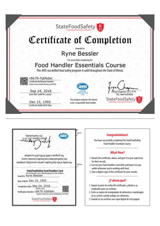 Illinois Food Handler Essentials Course