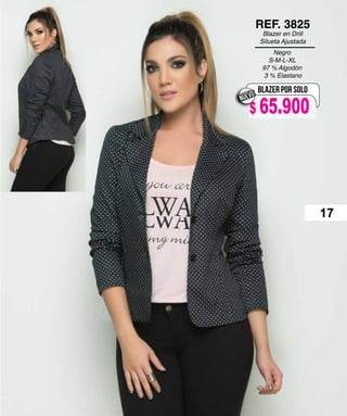 Negro
S-M-L-XL
97 % Algodón
3 % Elastano
REF. 3825
Blazer en Drill
Silueta Ajustada
BLAZER POR SOLO
NUEVO
17
$ 65.900
 